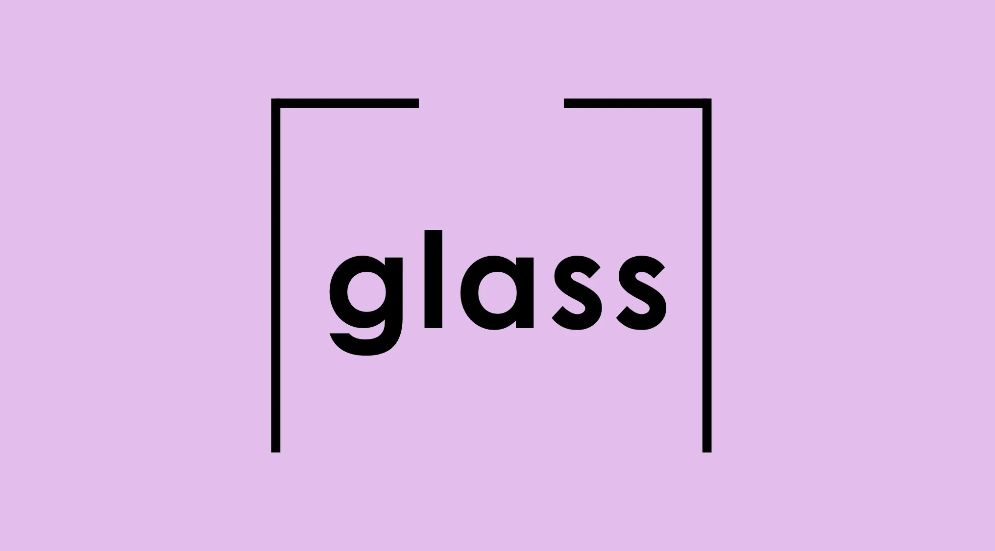 A visual math rebus puzzle showing the word glass within bracket-like symbols on a lavender background.