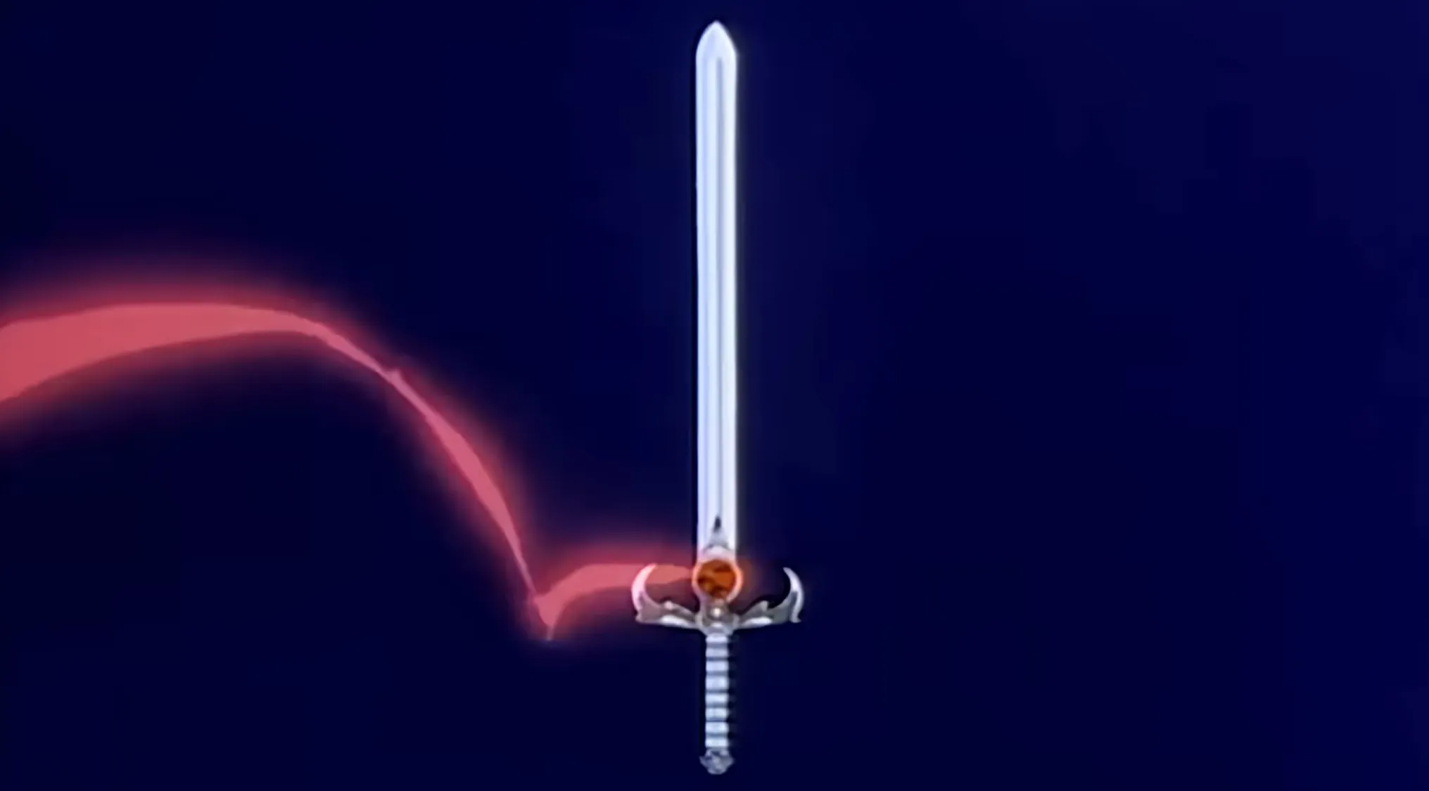 The Sword of Omens from Saturday Morning Cartoons with a red energy trail.