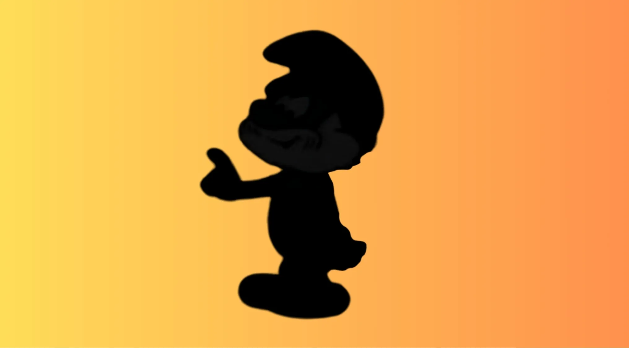 A silhouette of a cartoon character with a round nose and hat, giving a thumbs up. Which show is this character from?