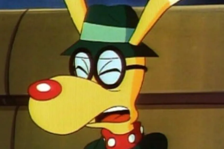 A cartoon dog with glasses and a hat, looking surprised, for the phrase Which character would use this phrase?