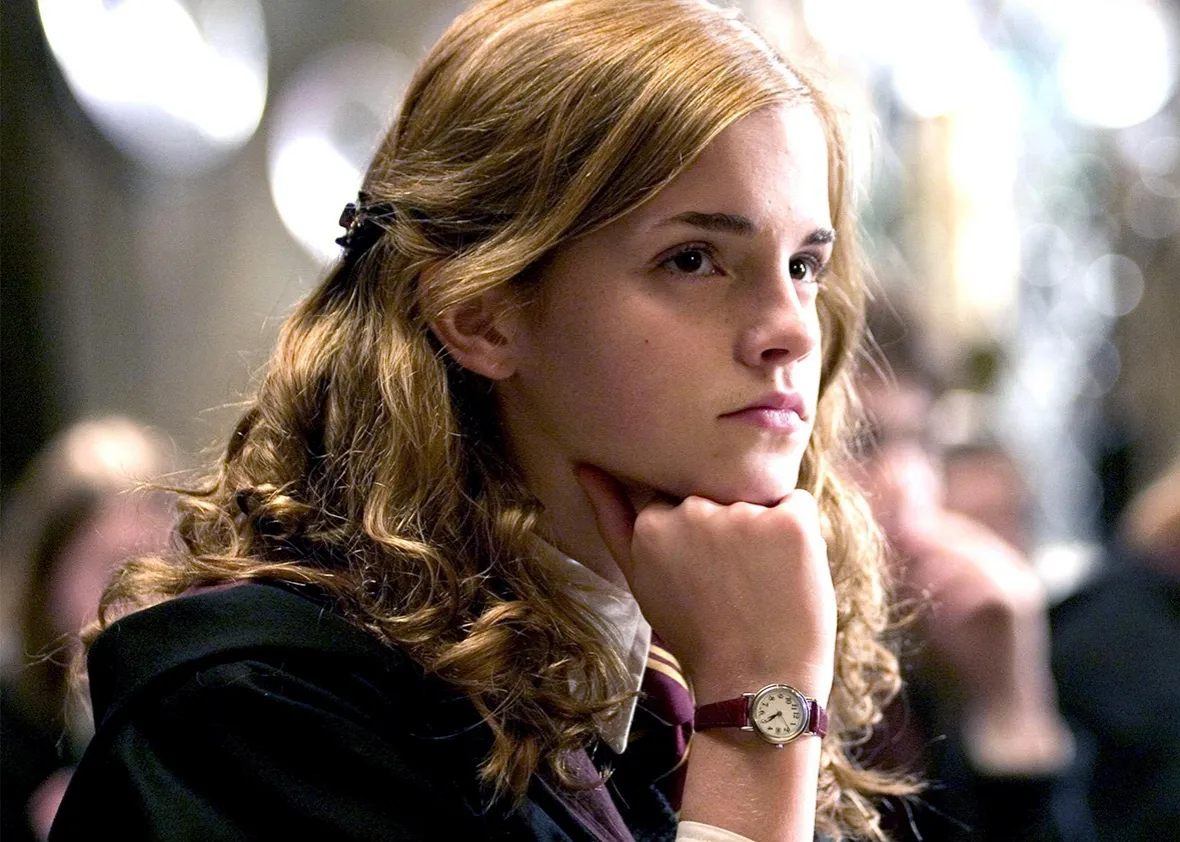 Hermione Granger, a fictional character, shown in a thoughtful pose.