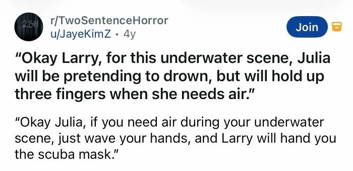 Short spine-chilling story about an underwater scene and a secret air signal