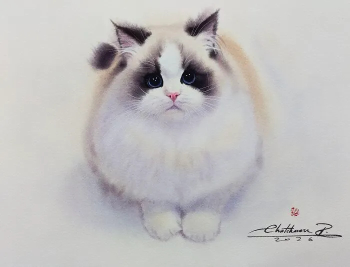 This Artist’s Watercolor Cat Paintings Are Full Of Personality And Charm (45 Pics)
