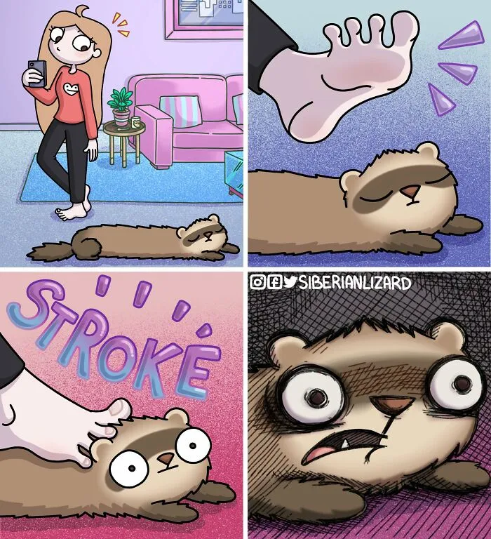 Artist Shares 57 New Comics About Ferrets, Pets, And Everyday Absurdities