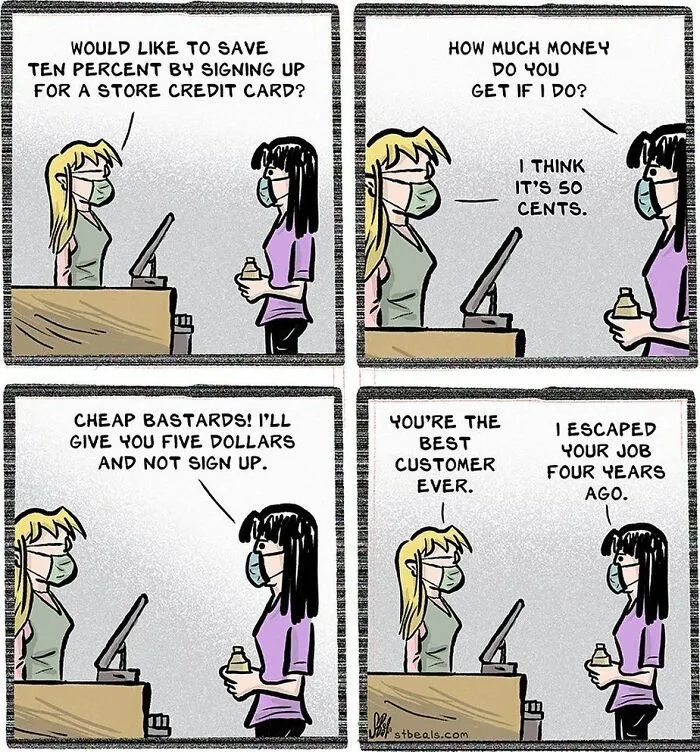The Best 100 Comics By Stephen Beals About Retail, Work Stress, And Customer Interactions (Part 1)