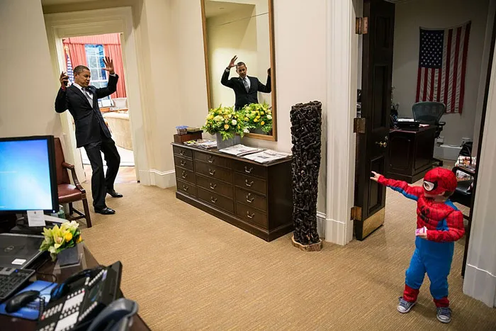 The President Pretends To Be Caught In Spider-Man's Web