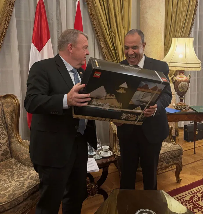 The Prime Minister Receiving A LEGO Set Of The Pyramids, Celebrating The Opening Of The New Museum, From The Danish Foreign Minister