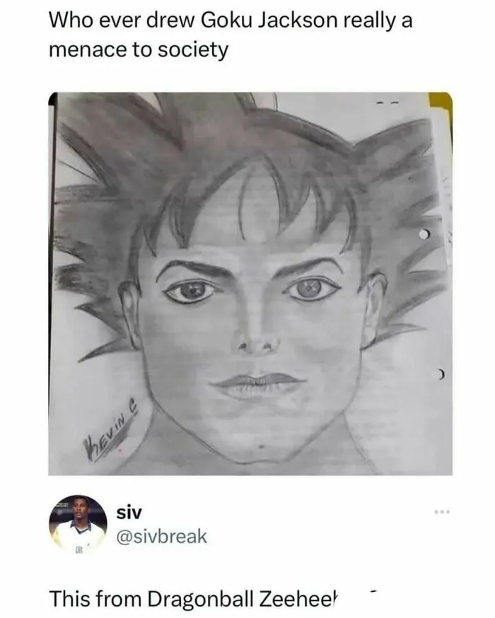 Sketch of Goku with funny caption from nostalgic 1990s and 2000s Dragon Ball