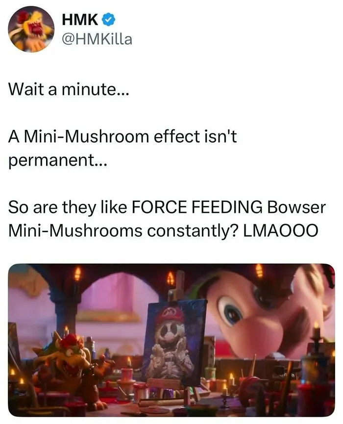 Nostalgic 90s and 2000s meme about Bowser and Mini-Mushroom effect in childhood games