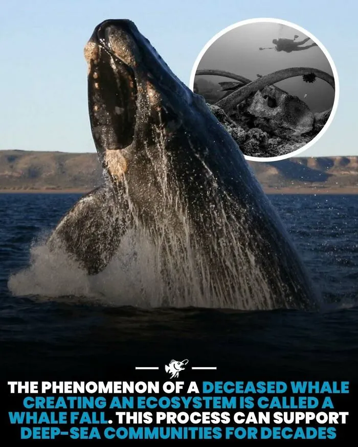 Deceased whale creates ecosystem called whale fall supporting deep-sea communities