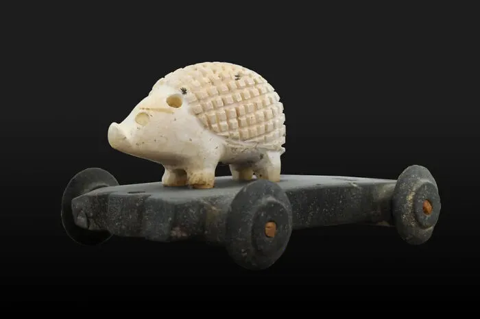 Limestone Hedgehog On Its Own Wheeled Vehicle.  Found Near The Temple Of Inshushinak Cache In Susa, Iran, It Dates To The Middle Elamite Period, Circa 1500-1200 Bc
