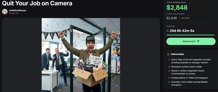 Quit Your Job On Camera