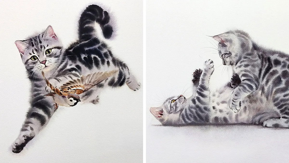 This Artist’s Watercolor Cat Paintings Are Full Of Personality And Charm (45 Pics)