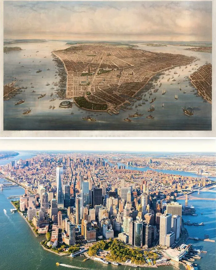 Manhattan en 1851 y hoy