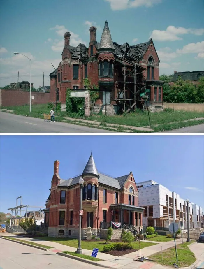 Impresionante casa restaurada en Detroit. Desde 1993 hasta la actualidad.