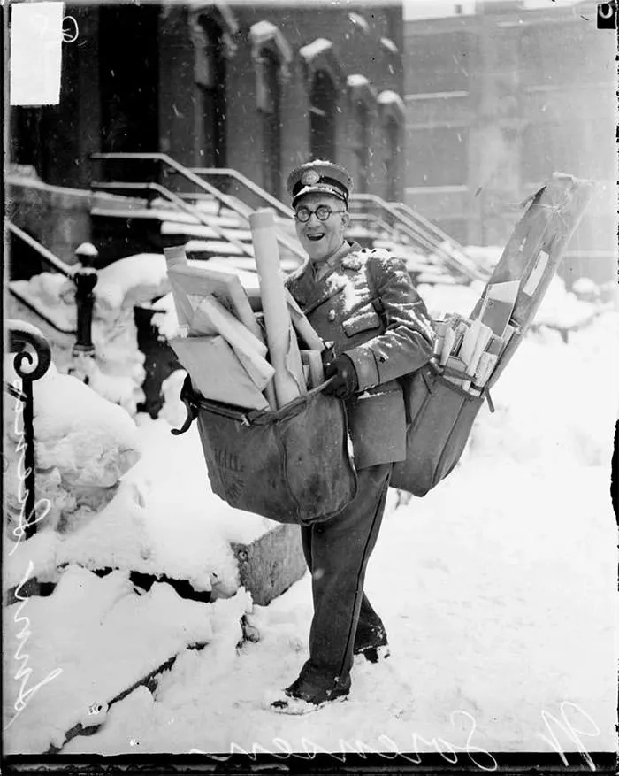 Mailman Delivering Parcels On Christmas (Chicago, 1929)