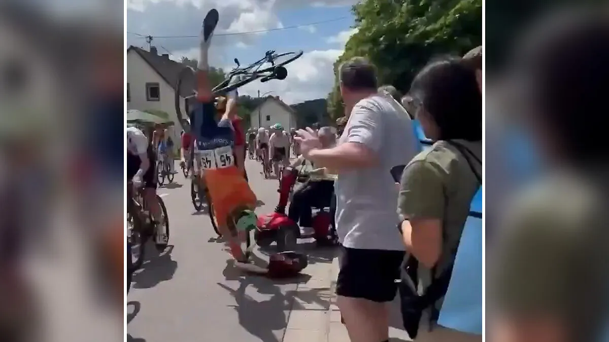 Bike Race Descends Into Chaos After Elderly Woman Charges Into Course On Mobility Scooter, Prompts Mass Crash