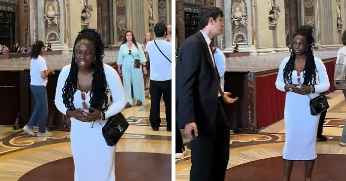 Awkward Video Shows Woman Refusing To Stop Singing At The Vatican After Multiple Security Guards Ask Her To Leave