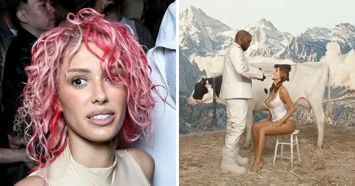 Bianca Censori Takes Her Antics To A Whole New Level As She Milks A Cow In Bizarre New Video With Kanye West