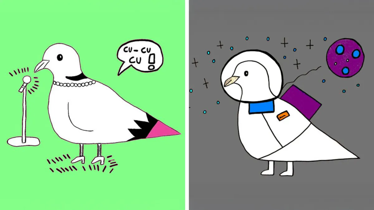This Illustrator Gives Doves Distinct Personalities In A Charming Series Inspired By A Real Rescue Bird (16 Pics)
