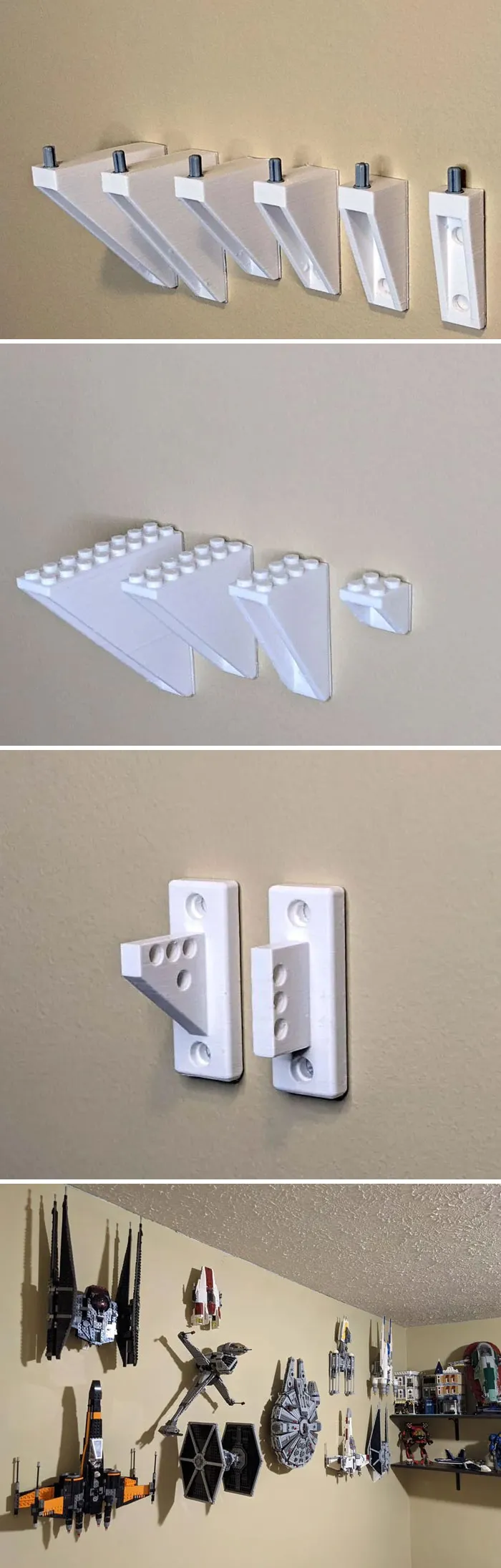 He creado un sistema de soportes de pared compatibles con LEGO.