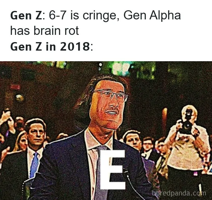 Meme depicting a distorted 'E' face representing Gen Z internet humor from 2018.