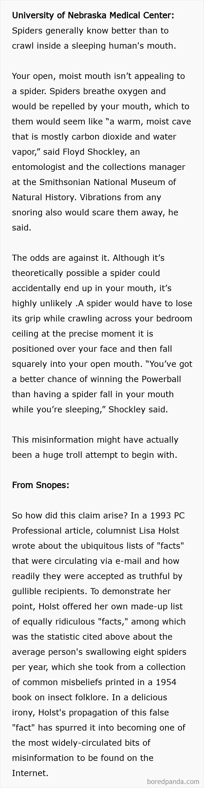 People Do Not Swallow 8 Spiders A Year While Sleeping