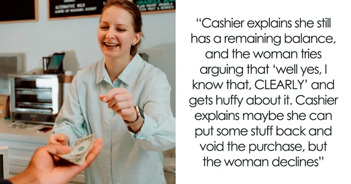 Entitled Karen Hold Up Checkout Line As She Expects Random Strangers To Pay For Her Groceries