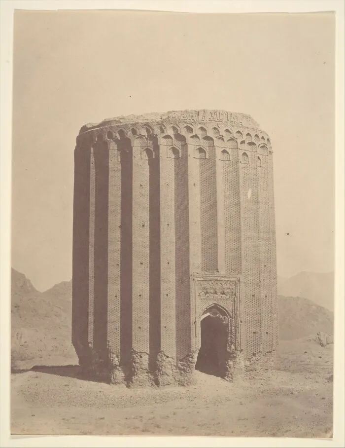 A large, circular brick tower, an interesting object that is still intact after all these years.
