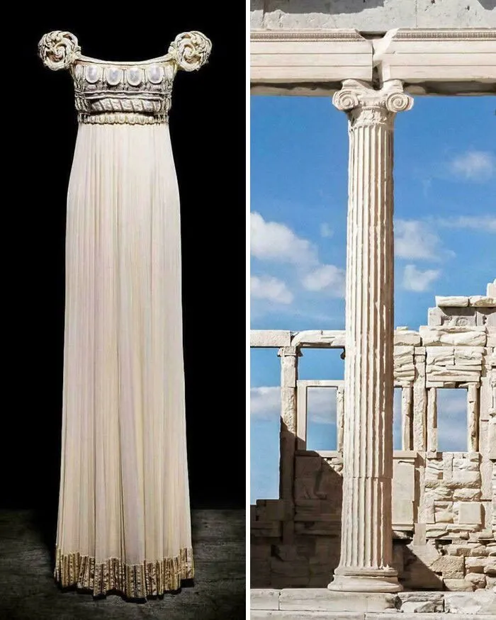 Vestido 'Palladio' de Christian Dior Primavera/Verano 1992, diseñado en París por el fallecido Gianfranco Ferré, quien tenía un título en arquitectura.