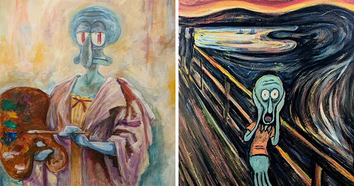This Artist Reimagines Squidward As The Subject Of Famous Artworks (31 Pics)