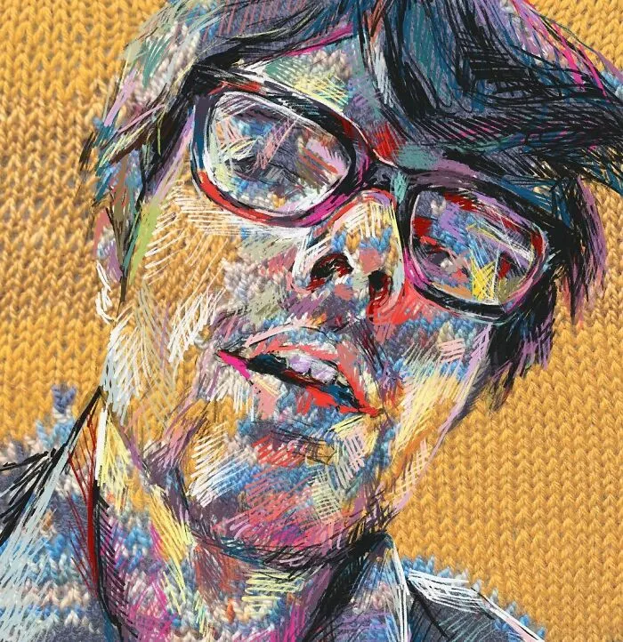 Artist Combines Vintage Knitting Machines And Digital Art To Create Stunning Portraits (33 Pics)