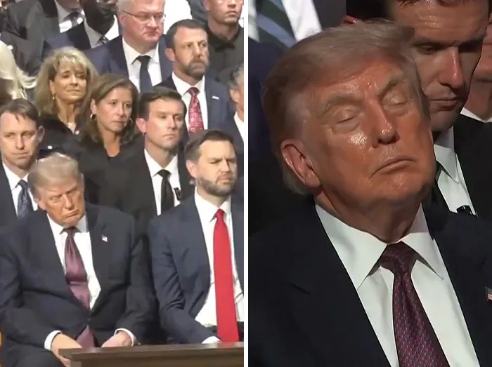 Appearing to fall asleep in the middle of the funeral 