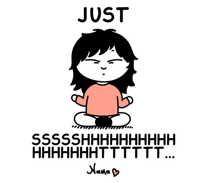 Go Nana's World comic: a character meditating, showing relatable struggles many people go through.