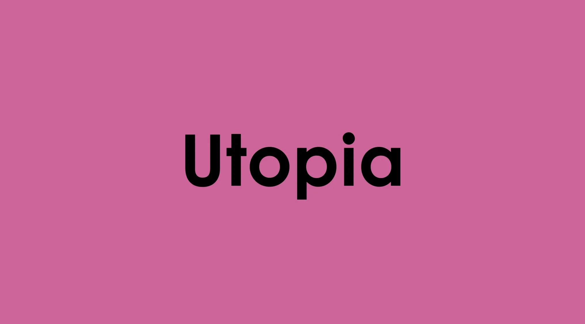 The word Utopia in black text on a solid pink background, for a general knowledge quiz.