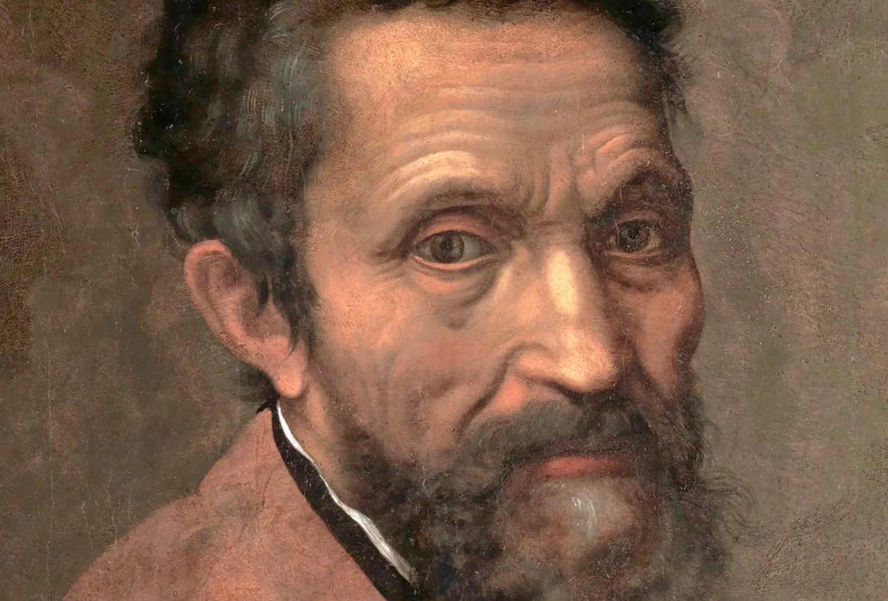A close-up portrait of Michelangelo, a famous Renaissance figure.