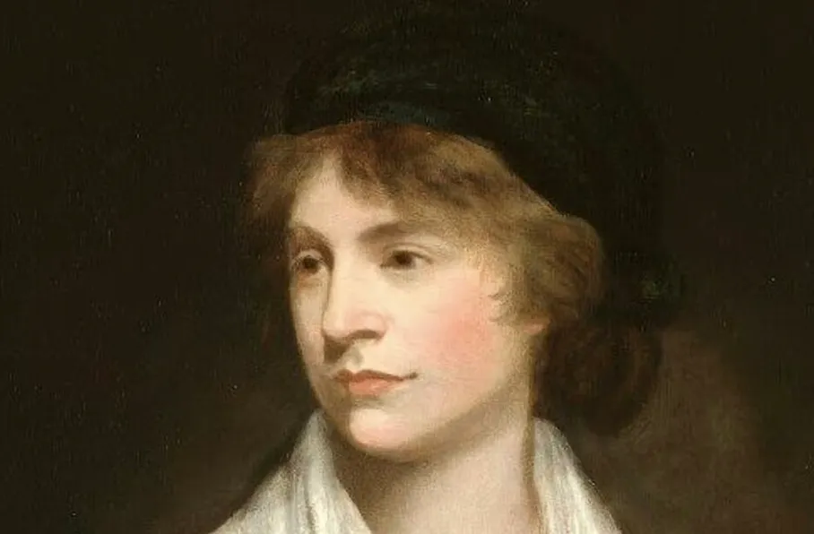 Painting of Mary Wollstonecraft, foundational feminist, who argued for womens education in 1792.
