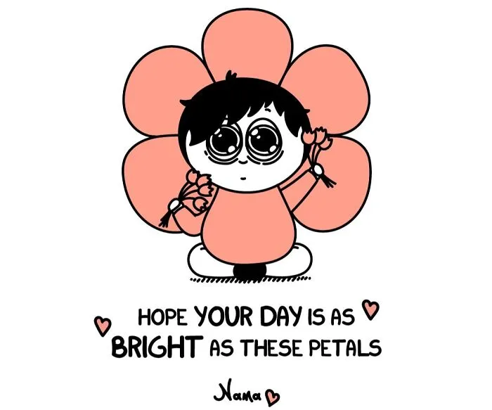 A Nana's World comic featuring a person dressed as a flower. This relatable comic shows common struggles.