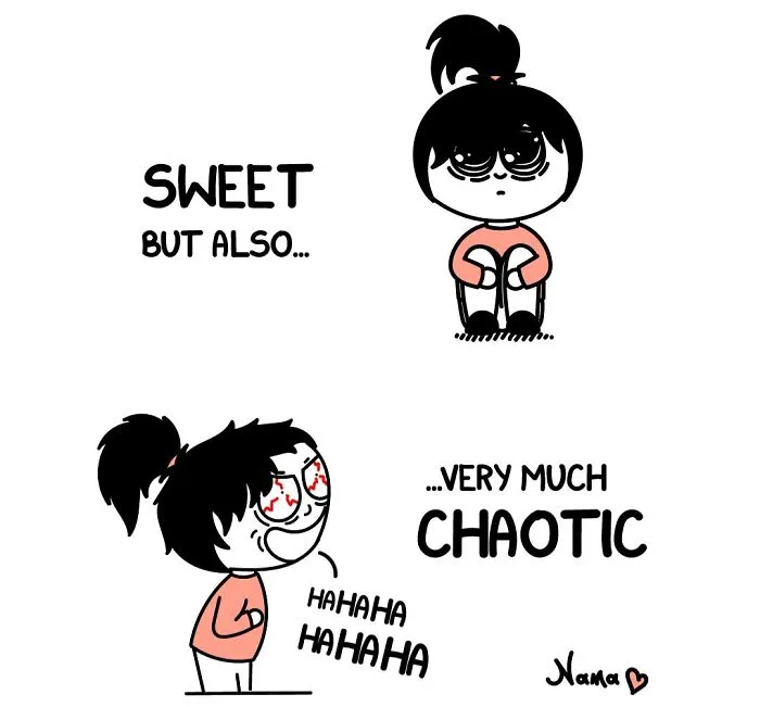 Go Nana's World comic: character expressing being sweet but also chaotic, relatable struggles.