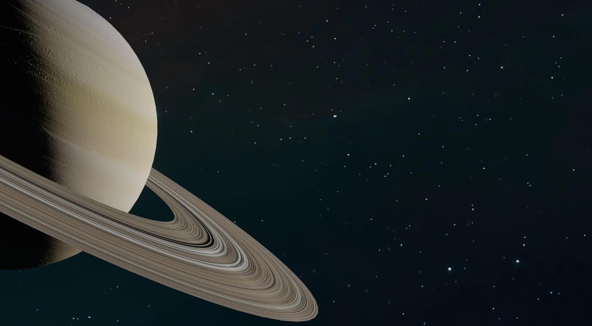 Saturn in space with its distinct rings against a star-filled background. Explore the Human Body in space.