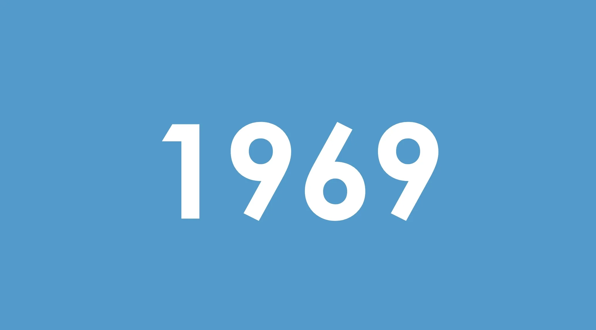The number 1969 in white text on a blue background, part of the Match The Answer To The Question game.