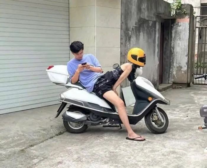 Resting On A Motorbike