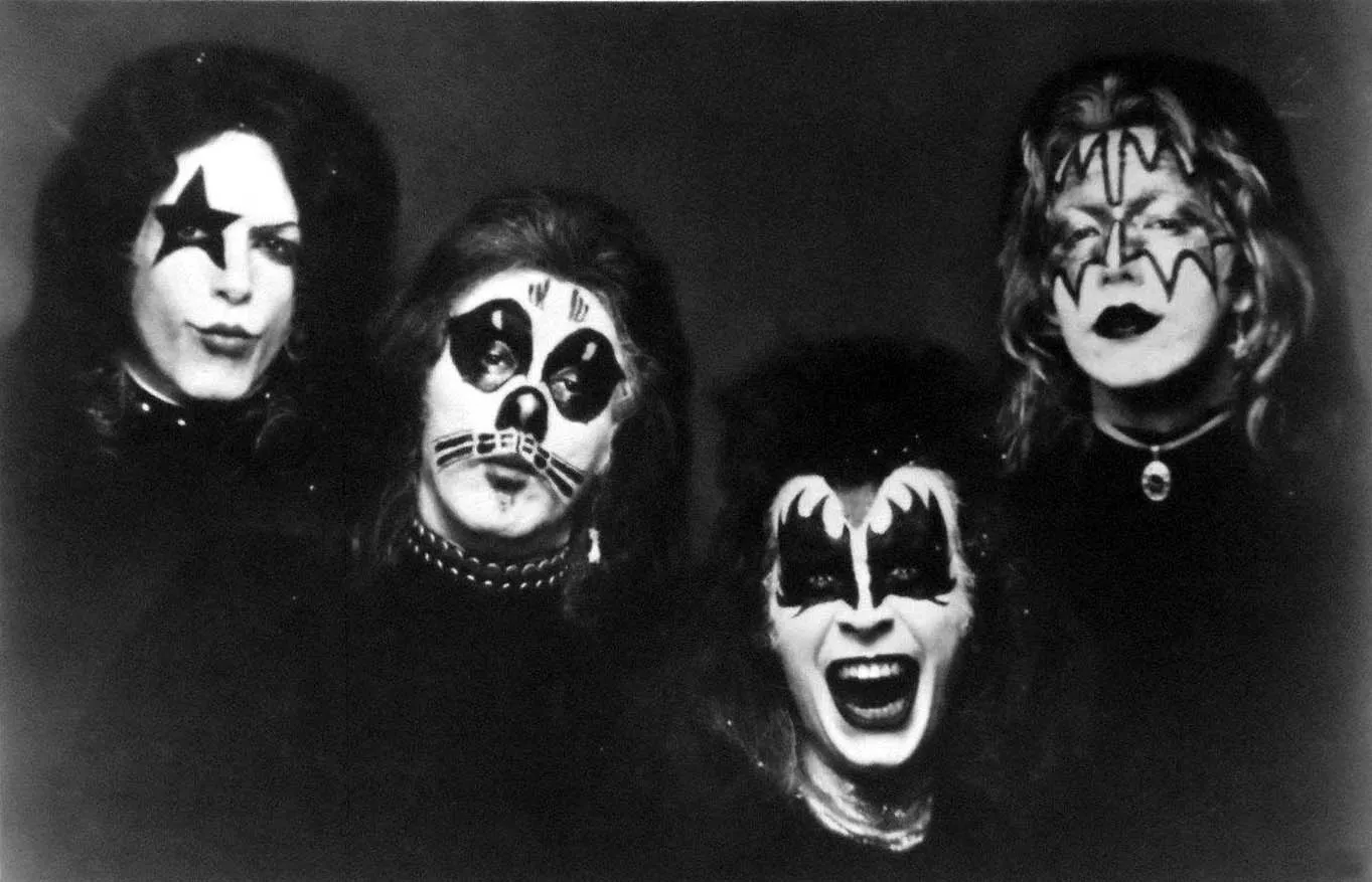 Iconic band Kiss with their signature makeup.
