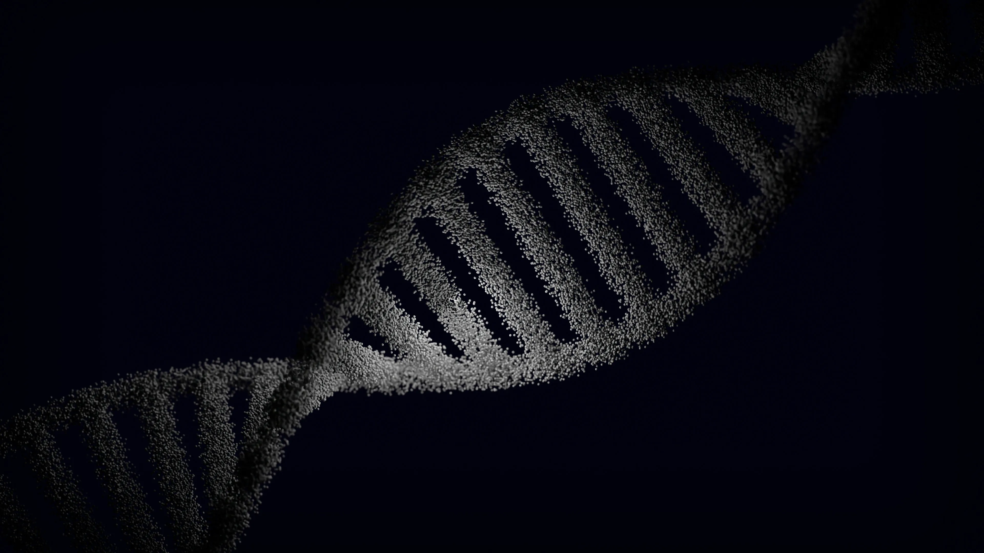 A glowing, intricate DNA strand against a dark background, representing a eukaryotic cell's genetic material.