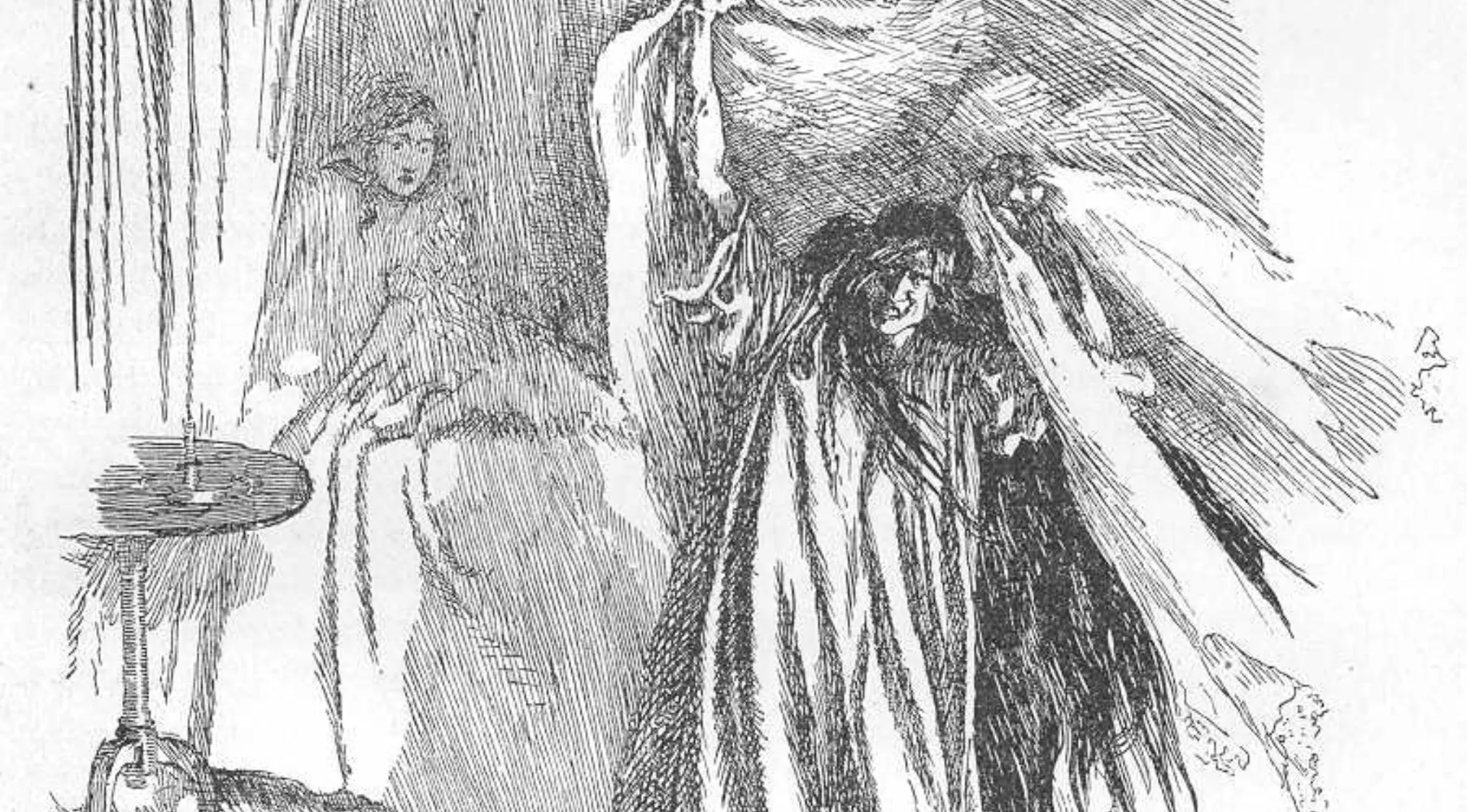 An old illustration depicting Bertha Mason from Jane Eyre, a significant character in English Literature.