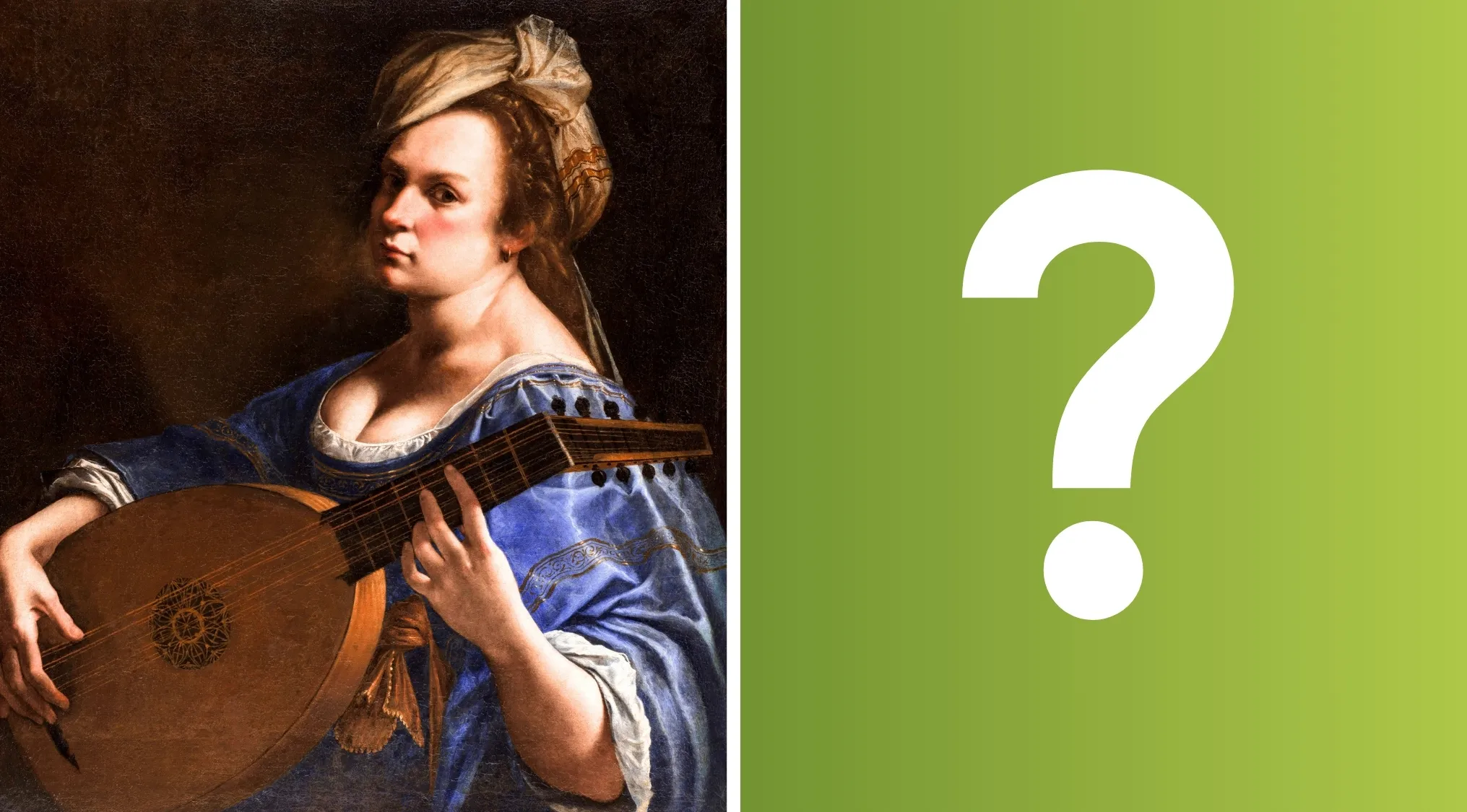A famous painter's self-portrait, a woman playing a lute, who painted this picture of themselves?