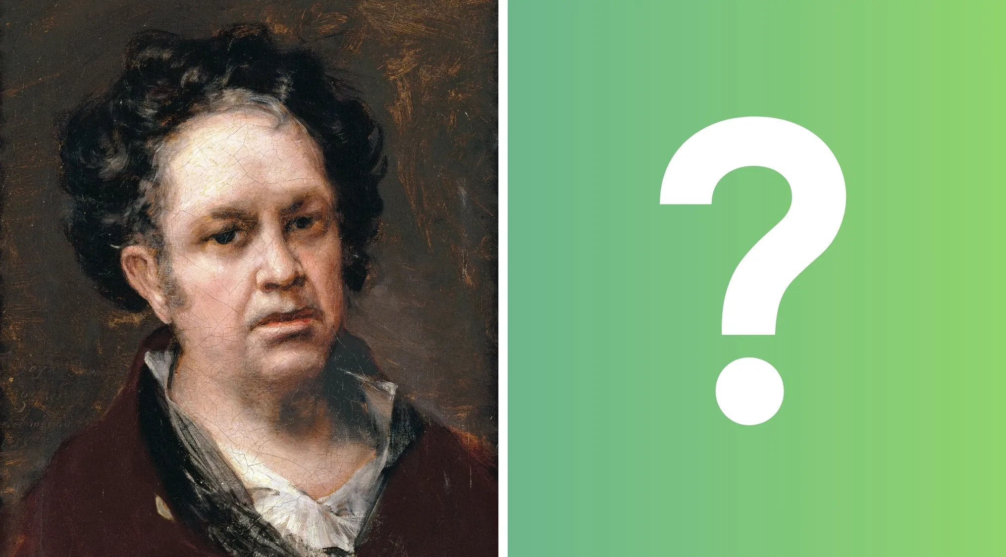 A famous painter's self-portrait, a man with dark curly hair and a red coat, name the artist who painted themselves.