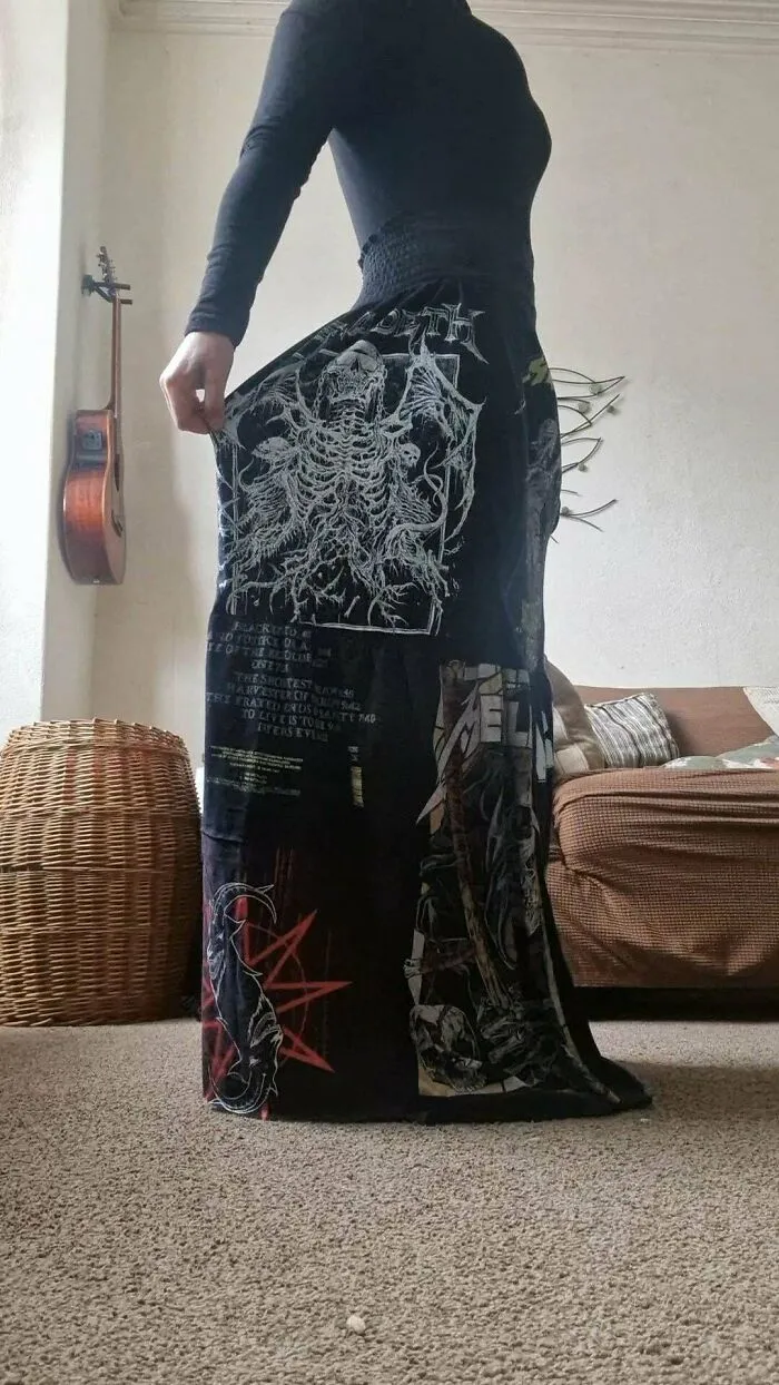 Metal Band Patchwork Skirt Out Of Old T-Shirts