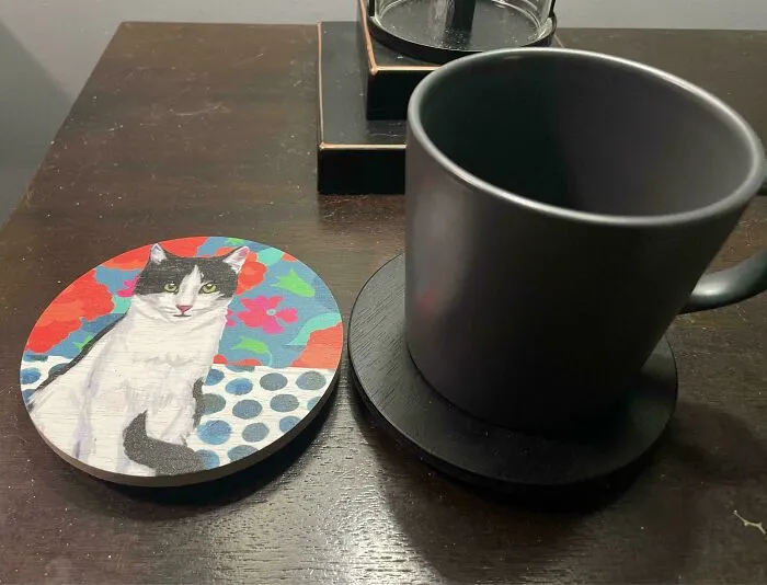 Started Using Used 3 Wick Candle Lids As Coasters