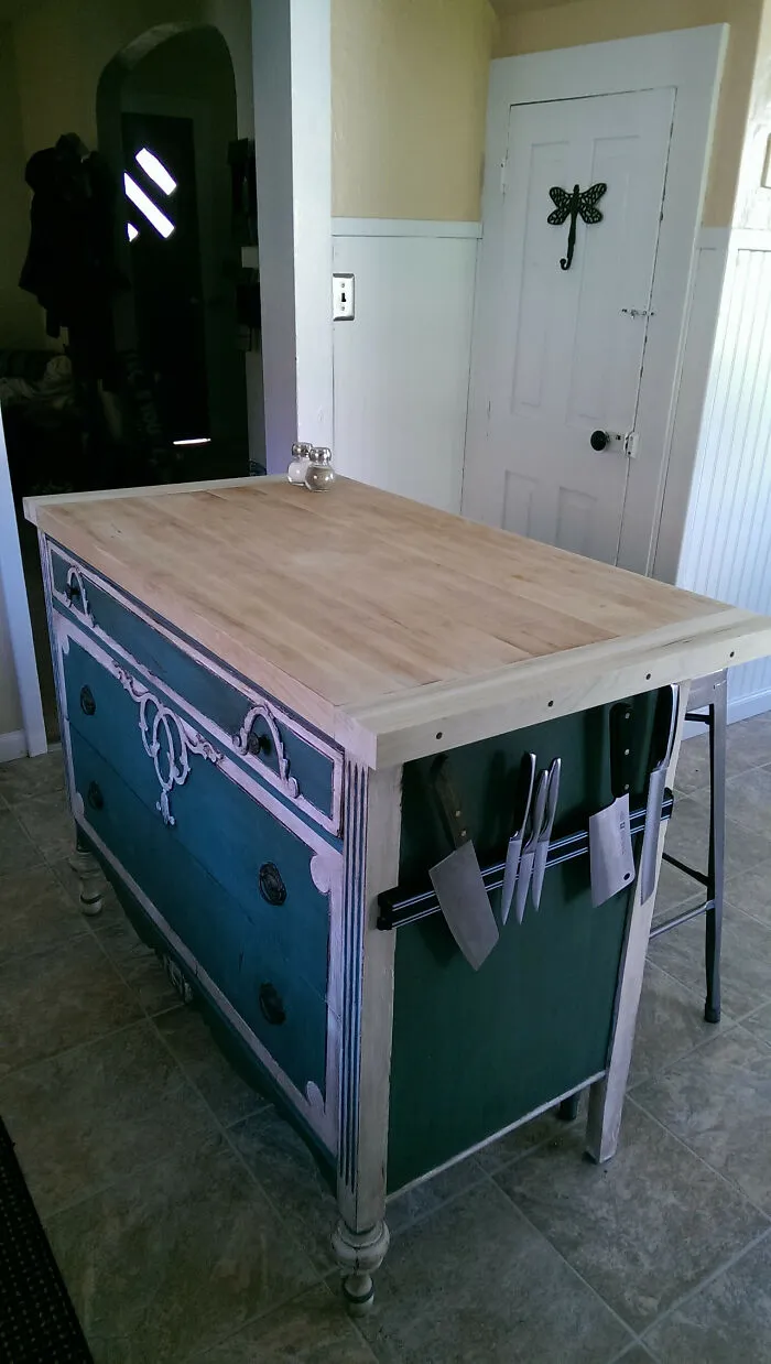 Repurposed An Old Dresser Into A Kitchen Island
